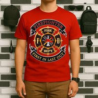 Firefighter Biker Logo First In Last Out T-Shirt