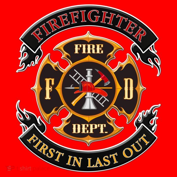 Firefighter Biker Logo First In Last Out Tall T-Shirt