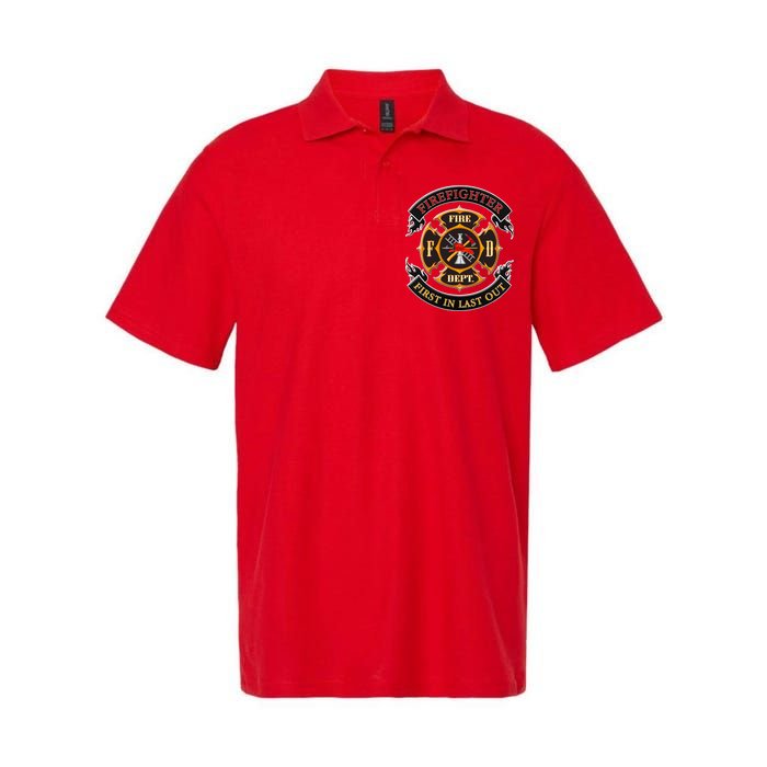 Firefighter Biker Logo First In Last Out Softstyle Adult Sport Polo