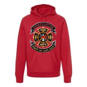 Firefighter Biker Logo First In Last Out Premium Hoodie