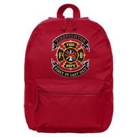 Firefighter Biker Logo First In Last Out 16 in Basic Backpack