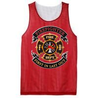 Firefighter Biker Logo First In Last Out Mesh Reversible Basketball Jersey Tank