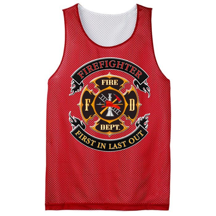 Firefighter Biker Logo First In Last Out Mesh Reversible Basketball Jersey Tank