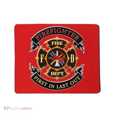 Firefighter Biker Logo First In Last Out Mousepad
