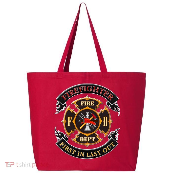 Firefighter Biker Logo First In Last Out 25L Jumbo Tote