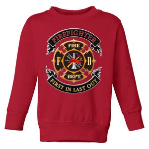 Firefighter Biker Logo First In Last Out Toddler Sweatshirt