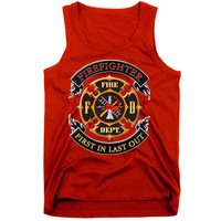 Firefighter Biker Logo First In Last Out Tank Top