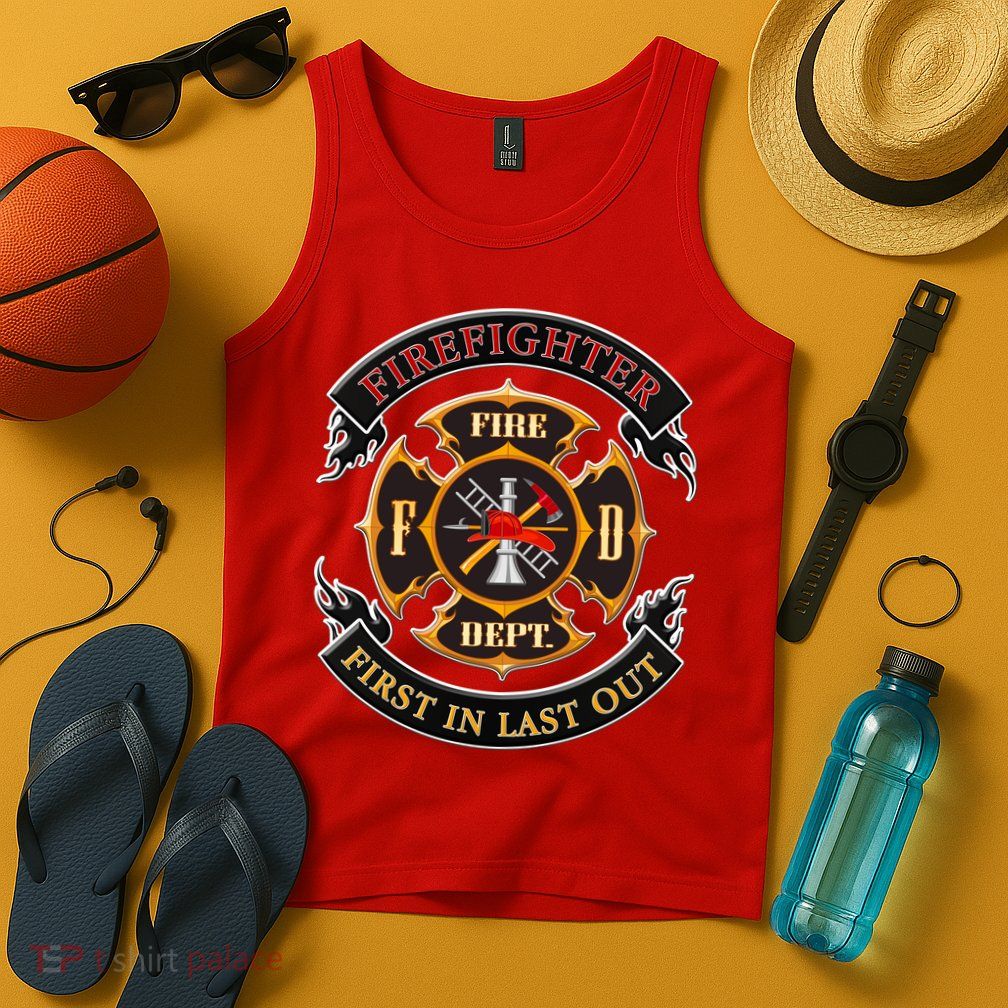 Firefighter Biker Logo First In Last Out Tank Top