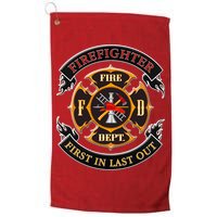 Firefighter Biker Logo First In Last Out Golf Towel