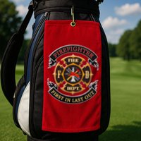 Firefighter Biker Logo First In Last Out Golf Towel