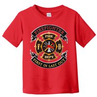 Firefighter Biker Logo First In Last Out Toddler T-Shirt