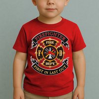 Firefighter Biker Logo First In Last Out Toddler T-Shirt
