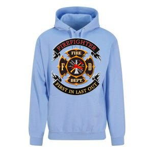 Firefighter Biker Logo First In Last Out Unisex Surf Hoodie