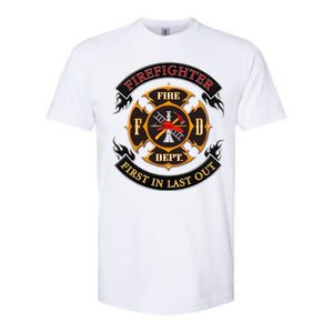 Firefighter Biker Logo First In Last Out Softstyle CVC T-Shirt