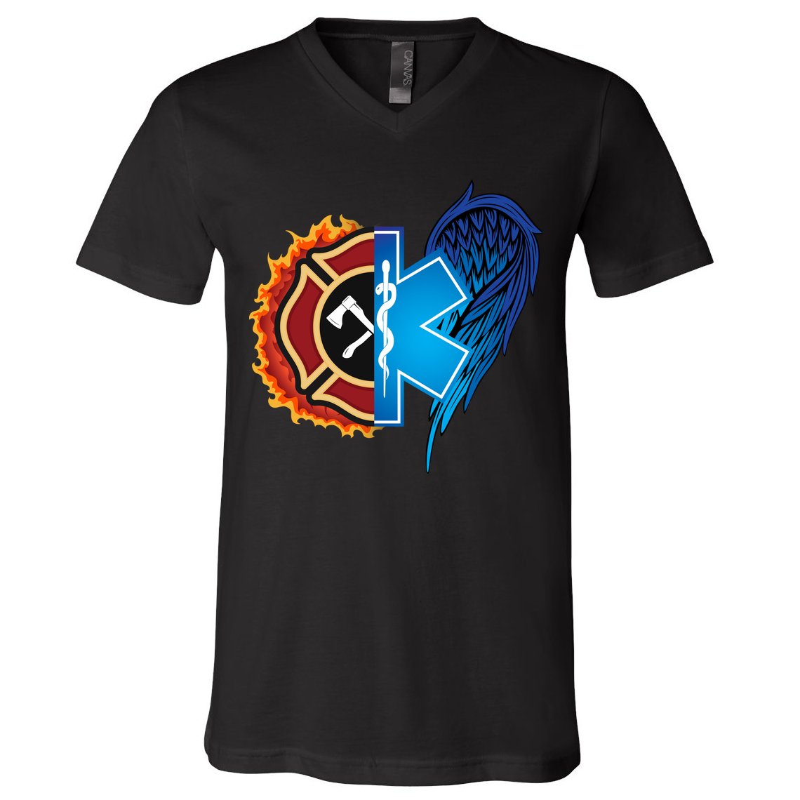 Firefighter Doctor Lifesavers V-Neck T-Shirt