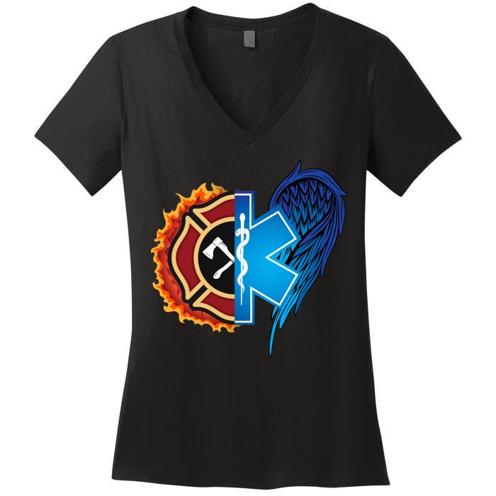 Firefighter Doctor Lifesavers Women's V-Neck T-Shirt