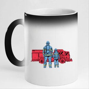 Firefighter Father And Son 11oz Black Color Changing Mug