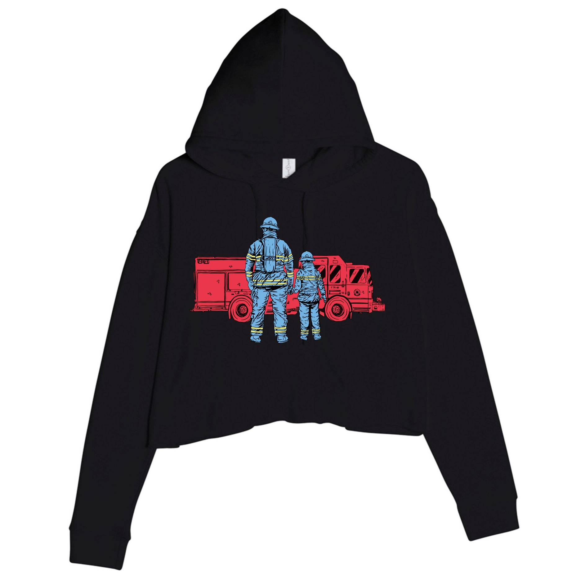 Firefighter Father And Son Crop Fleece Hoodie