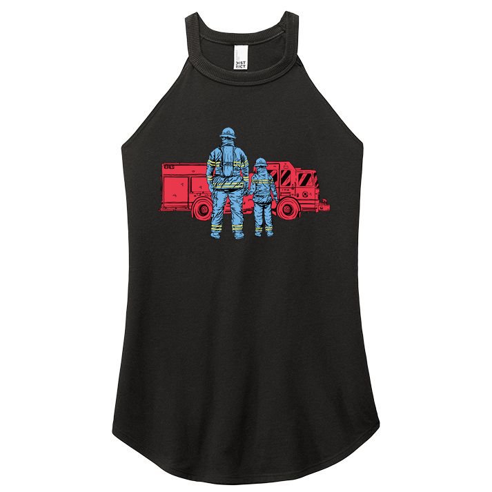 Firefighter Father And Son Women's Perfect Tri Rocker Tank
