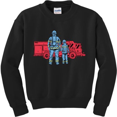 Firefighter Father And Son Kids Sweatshirt