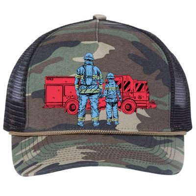 Firefighter Father And Son Retro Rope Trucker Hat Cap