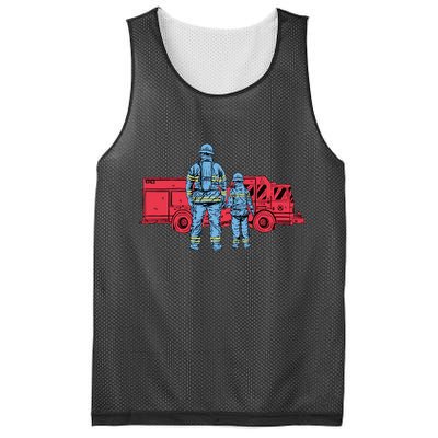 Firefighter Father And Son Mesh Reversible Basketball Jersey Tank