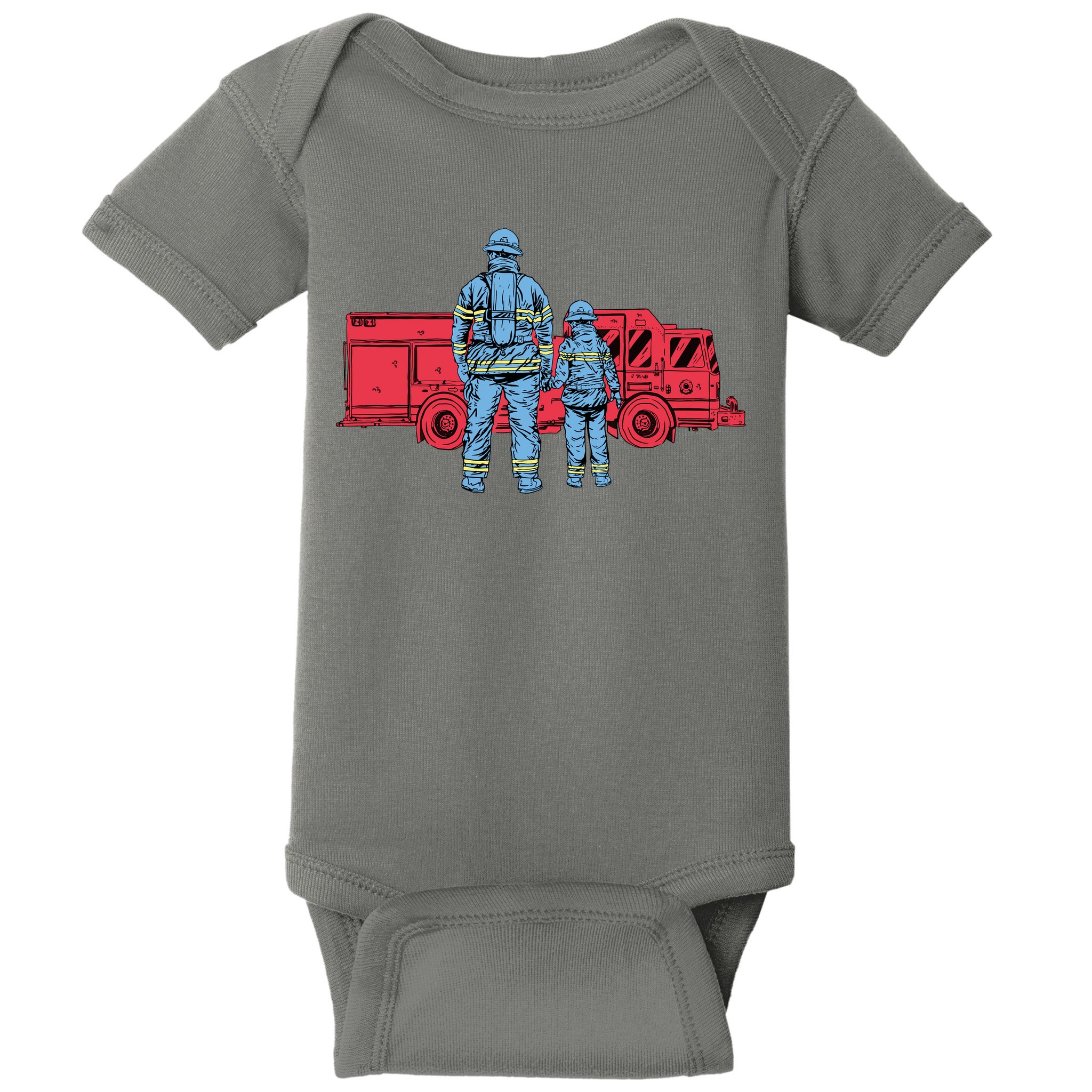 Firefighter Father And Son Baby Bodysuit