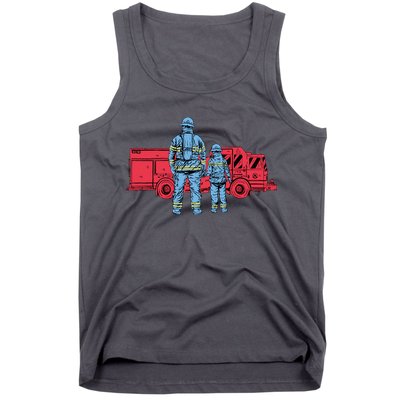 Firefighter Father And Son Tank Top