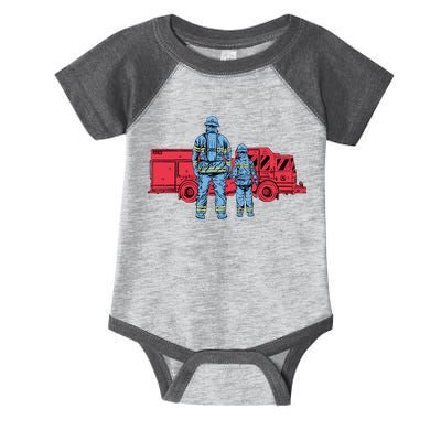 Firefighter Father And Son Infant Baby Jersey Bodysuit