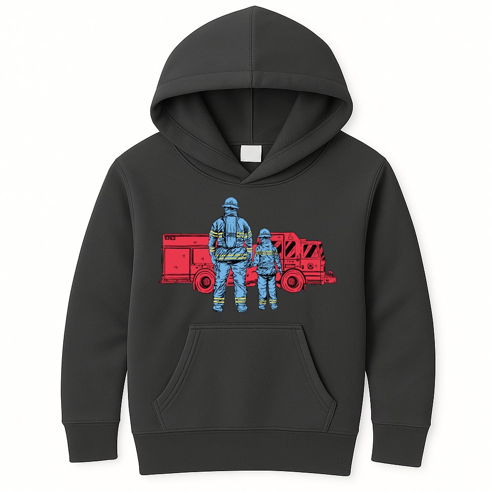 Firefighter Father And Son Kids Hoodie