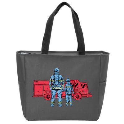 Firefighter Father And Son Zip Tote Bag