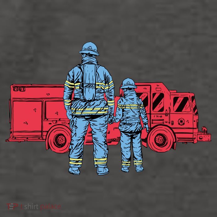 Firefighter Father And Son Vector Backpack