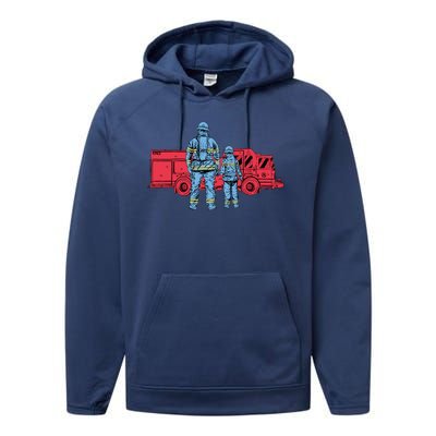 Firefighter Father And Son Performance Fleece Hoodie