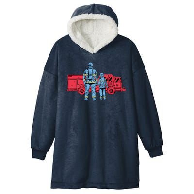 Firefighter Father And Son Hooded Wearable Blanket