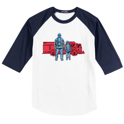 Firefighter Father And Son Baseball Sleeve Shirt