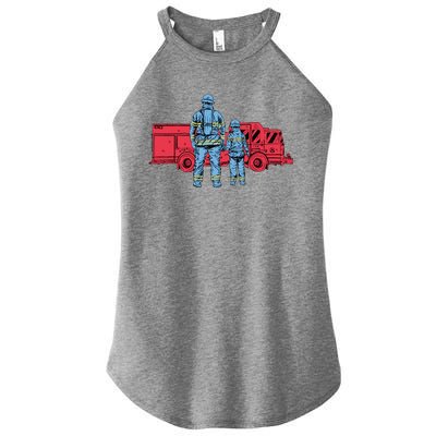 Firefighter Father And Son Women’s Perfect Tri Rocker Tank