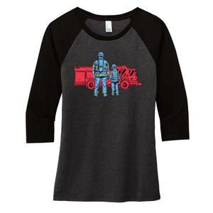 Firefighter Father And Son Women's Tri-Blend 3/4-Sleeve Raglan Shirt