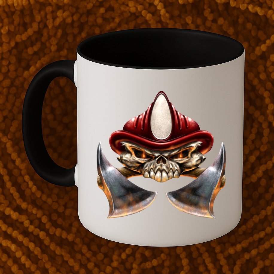 Firefighter Fire Skull Axe Mug