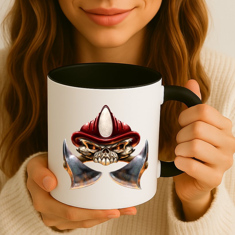 Firefighter Fire Skull Axe Mug