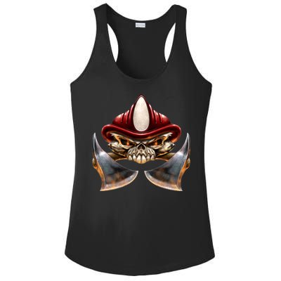 Firefighter Fire Skull Axe Ladies PosiCharge Competitor Racerback Tank