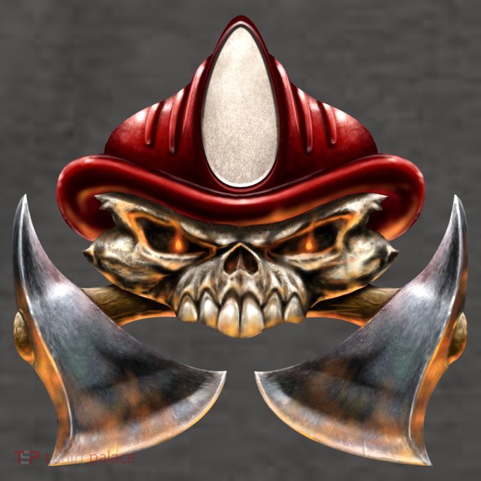 Firefighter Fire Skull Axe Vector Backpack