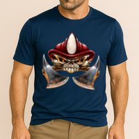 Firefighter Fire Skull Axe Cooling Performance Crew T-Shirt