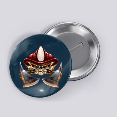 Firefighter Fire Skull Axe Button
