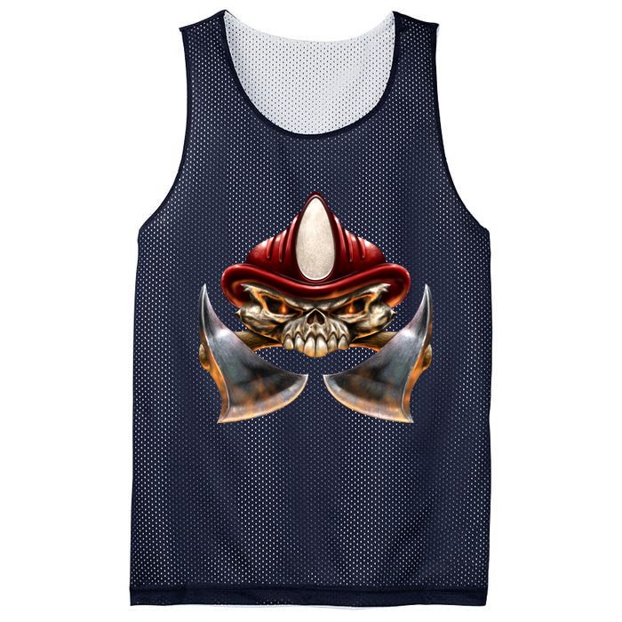 Firefighter Fire Skull Axe Mesh Reversible Basketball Jersey Tank
