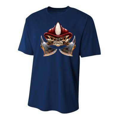 Firefighter Fire Skull Axe Youth Performance Sprint T-Shirt