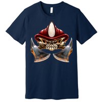 Firefighter Fire Skull Axe Premium T-Shirt