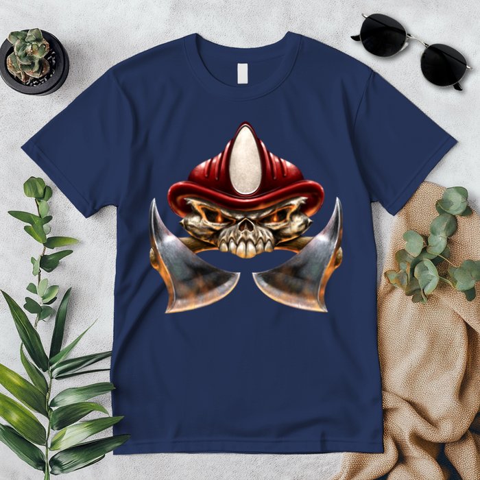 Firefighter Fire Skull Axe Premium T-Shirt