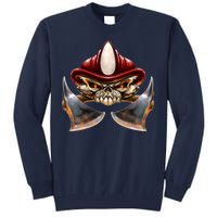 Firefighter Fire Skull Axe Tall Sweatshirt