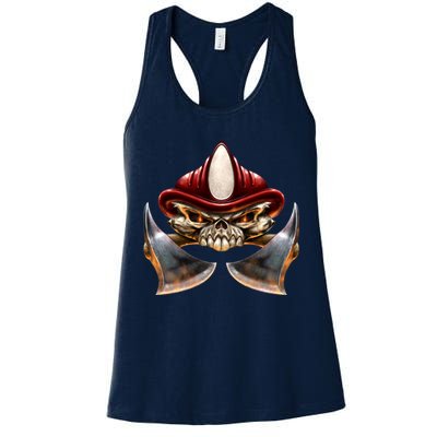 Firefighter Fire Skull Axe Womens Tank Top