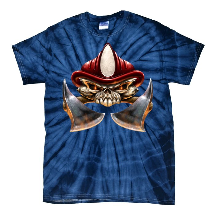 Firefighter Fire Skull Axe Tie-Dye T-Shirt